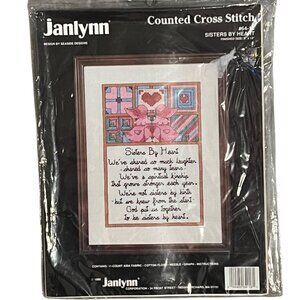 Janlynn Counted Cross Stitch Kit 64-64 Sisters By Heart Design Sealed Includes F